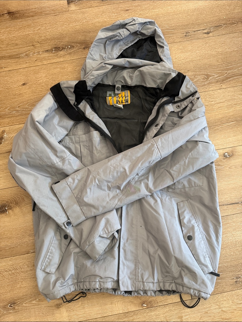 Pulse Men’s Light Gray Hooded coat with Black Trim